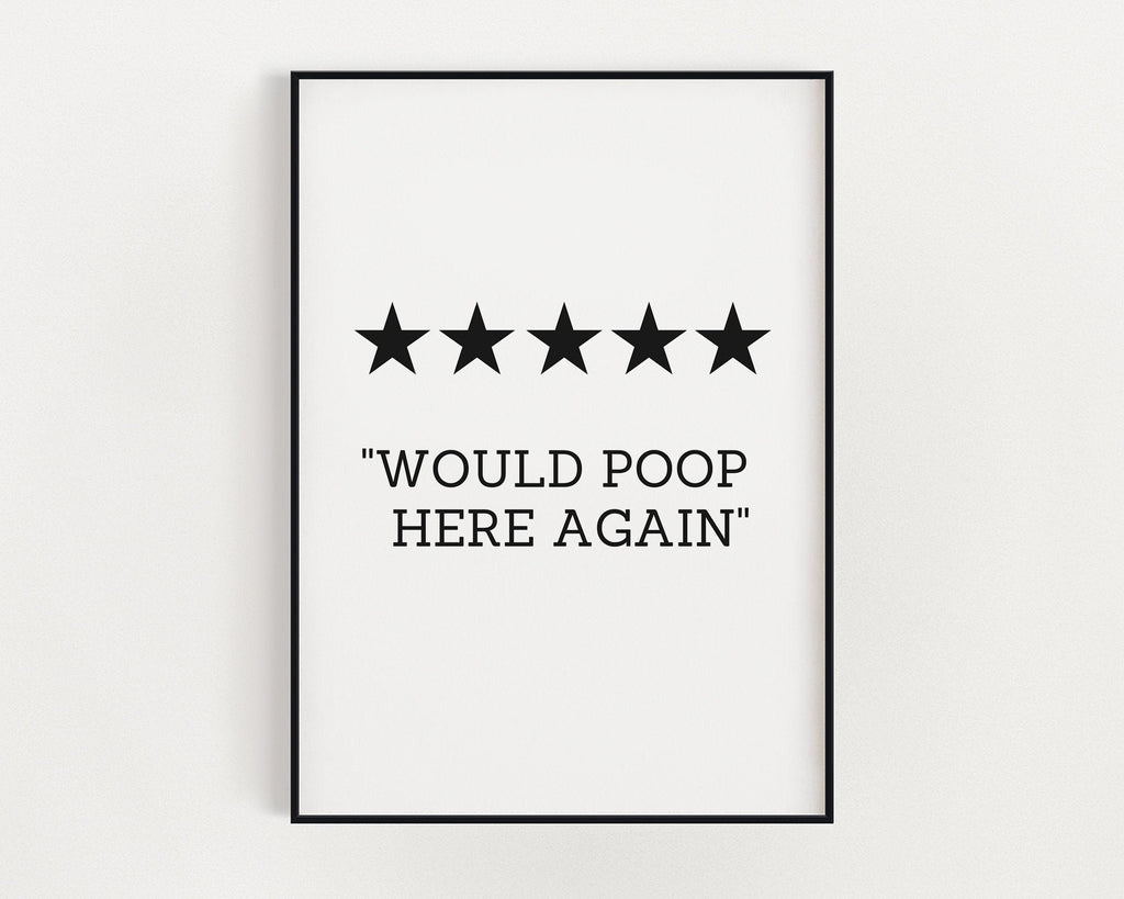 BATHROOM WALL DECOR - Would Poop Here Again - Happy You Prints