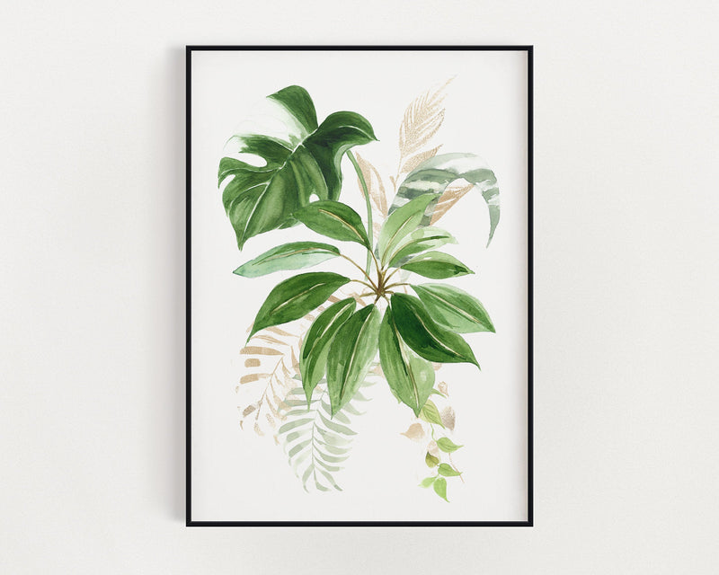 Botanical Print IV, Watercolour Plants, Tropical Leaf Prints, Green Leaf Prints, Home Decor - Happy You Prints