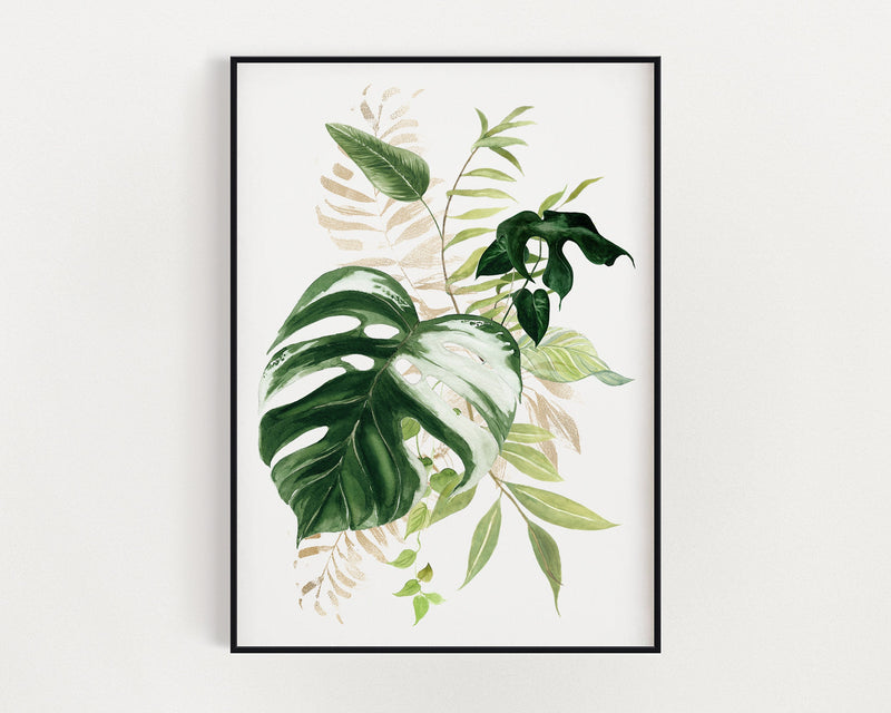 Botanical Print I, Watercolour Plants, Tropical Leaf Prints, Green Leaf Prints, Home Decor - Happy You Prints