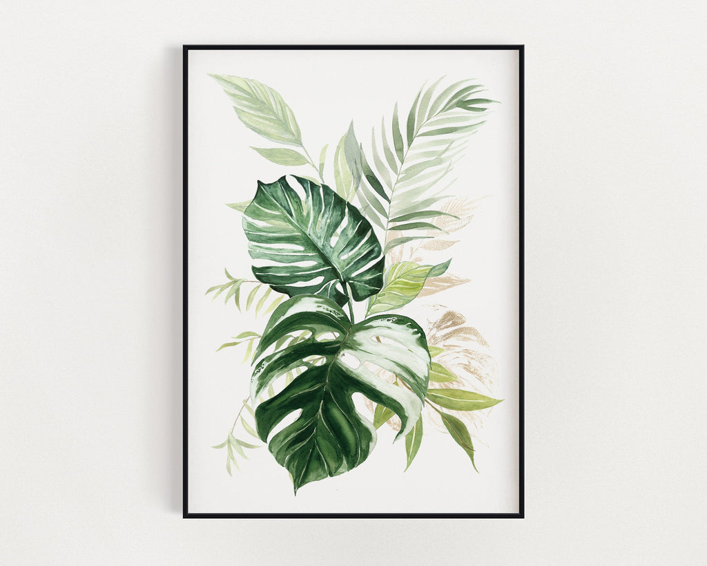 Botanical Print II, Watercolour Plants, Tropical Leaf Prints, Green Leaf Prints, Home Decor - Happy You Prints