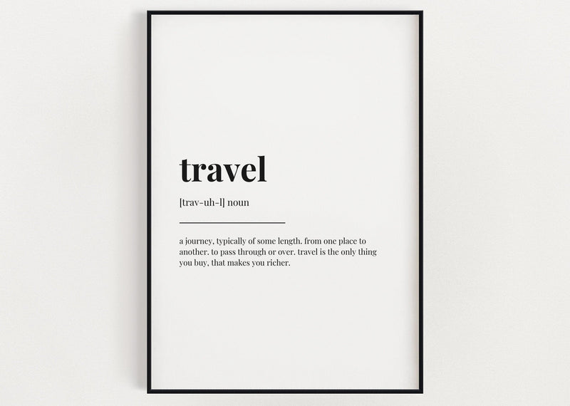 TRAVEL DEFINITION PRINT | Wall Art Print | Travel Print | Definition Print | Quote Print - Happy You Prints