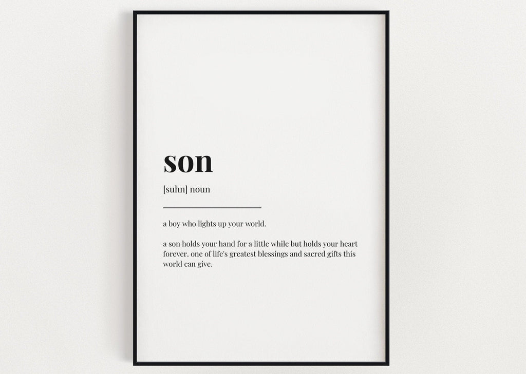 SON DEFINITION PRINT | Wall Art Print | Definition Print | Quote Print - Happy You Prints