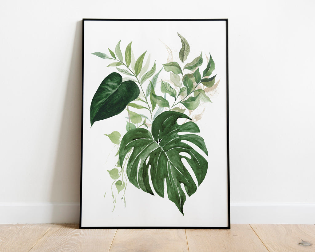 Botanical Print VIII, Watercolour Plants, Tropical Leaf Prints, Green Leaf Prints, Home Decor - Happy You Prints