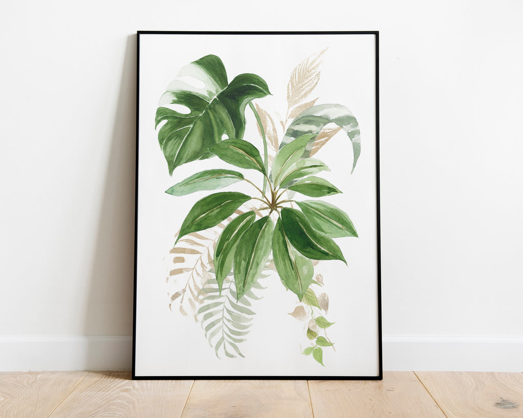 Botanical Print IV, Watercolour Plants, Tropical Leaf Prints, Green Leaf Prints, Home Decor - Happy You Prints