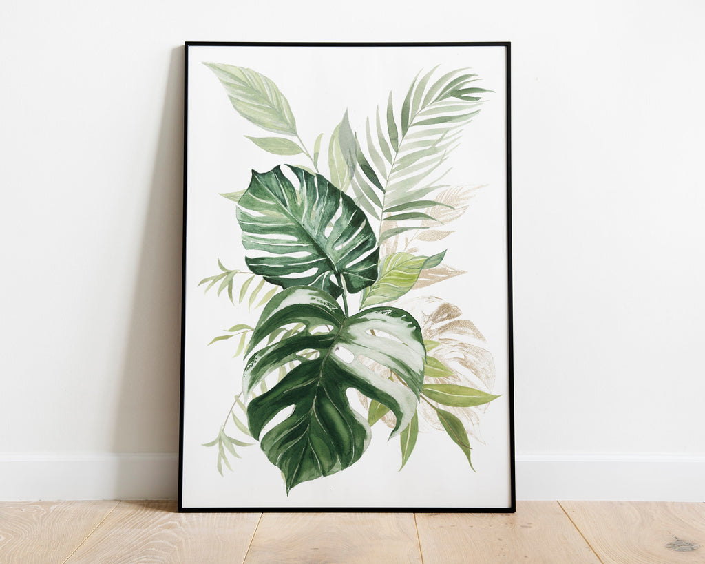 Botanical Print II, Watercolour Plants, Tropical Leaf Prints, Green Leaf Prints, Home Decor - Happy You Prints