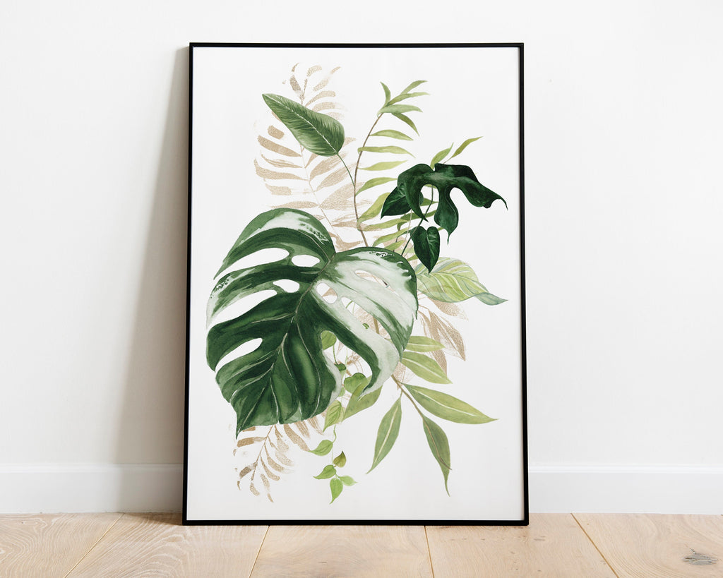Botanical Print I, Watercolour Plants, Tropical Leaf Prints, Green Leaf Prints, Home Decor - Happy You Prints