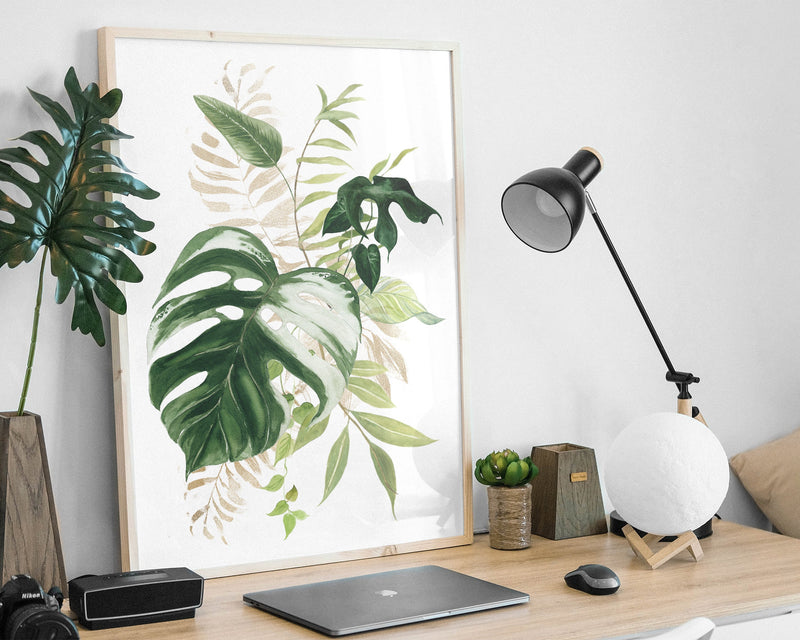 Botanical Print I, Watercolour Plants, Tropical Leaf Prints, Green Leaf Prints, Home Decor - Happy You Prints