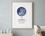 ZODIAC SIGN PRINT, Constellation Art Print, Scorpio Print, Horoscope Print, Star Sign Print, Home Decor - Happy You Prints