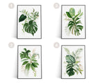 SET OF 2 Botanical Wall Art Prints, Wall Art, Tropical Plant Prints, Watercolour Plants, Tropical Leaf Prints, Green Leaf Prints - Happy You Prints