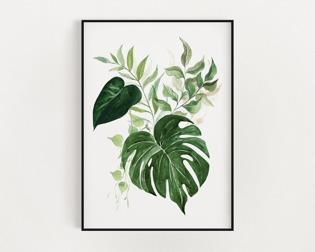 Botanical Print VIII, Watercolour Plants, Tropical Leaf Prints, Green Leaf Prints, Home Decor - Happy You Prints