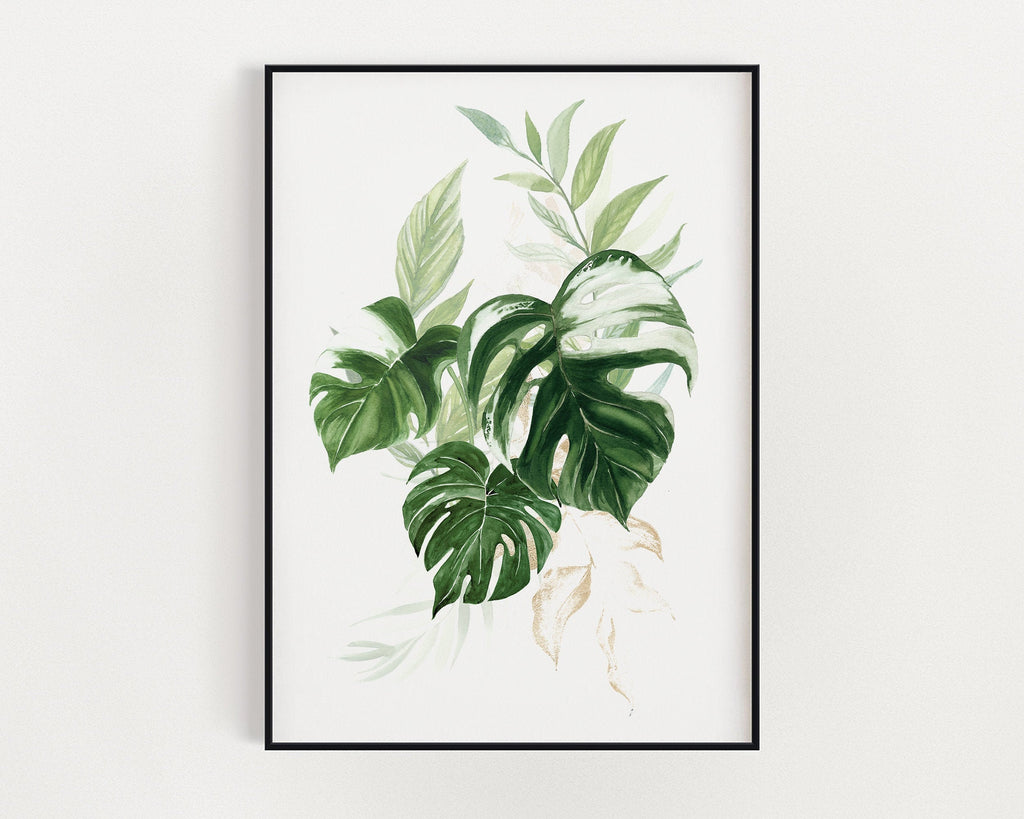 Botanical Print VII, Watercolour Plants, Tropical Leaf Prints, Green Leaf Prints, Home Decor - Happy You Prints