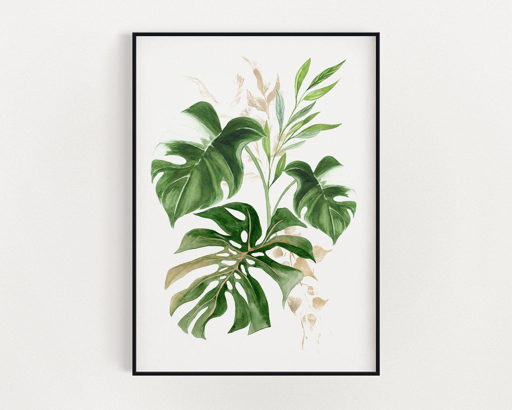 Botanical Print V, Watercolour Plants, Tropical Leaf Prints, Green Leaf Prints, Home Decor - Happy You Prints
