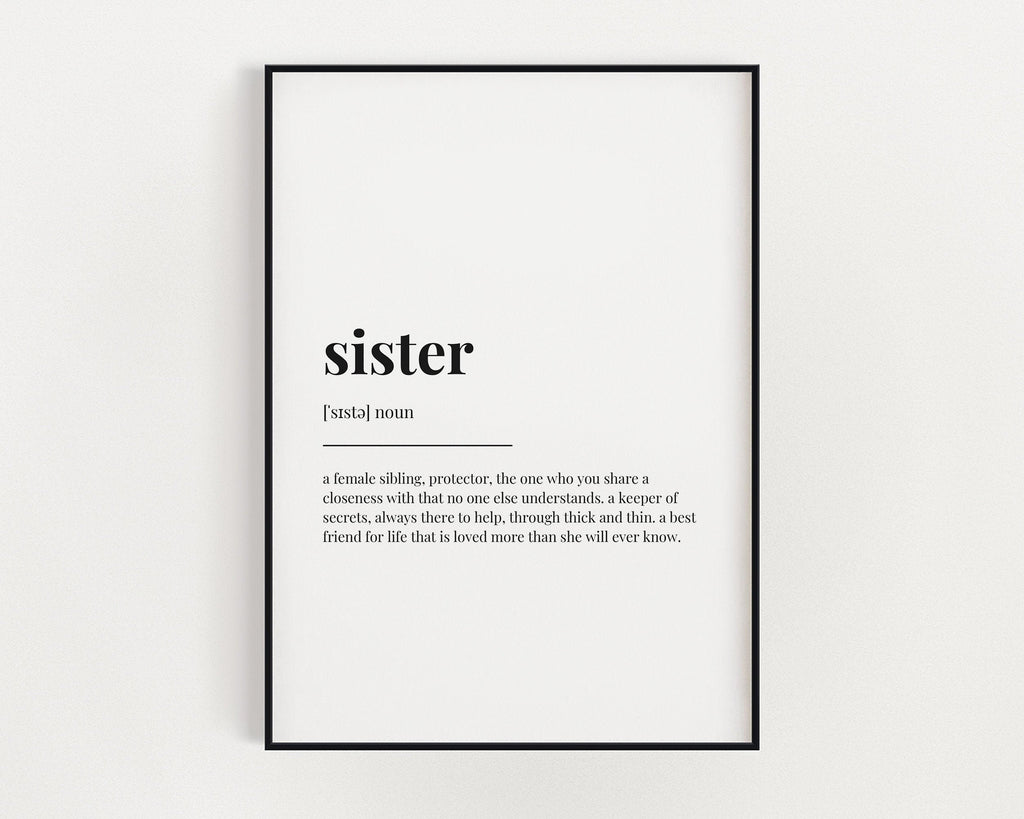 SISTER QUOTE PRINT, Wall Art Print, Sister Gift, Sister Print, Definition Print, Quote Print - Happy You Prints