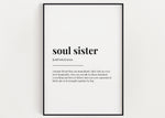 SOUL SISTER QUOTE, Wall Art Print,  Soul Sister Print, Definition Print, Quote Print - Happy You Prints