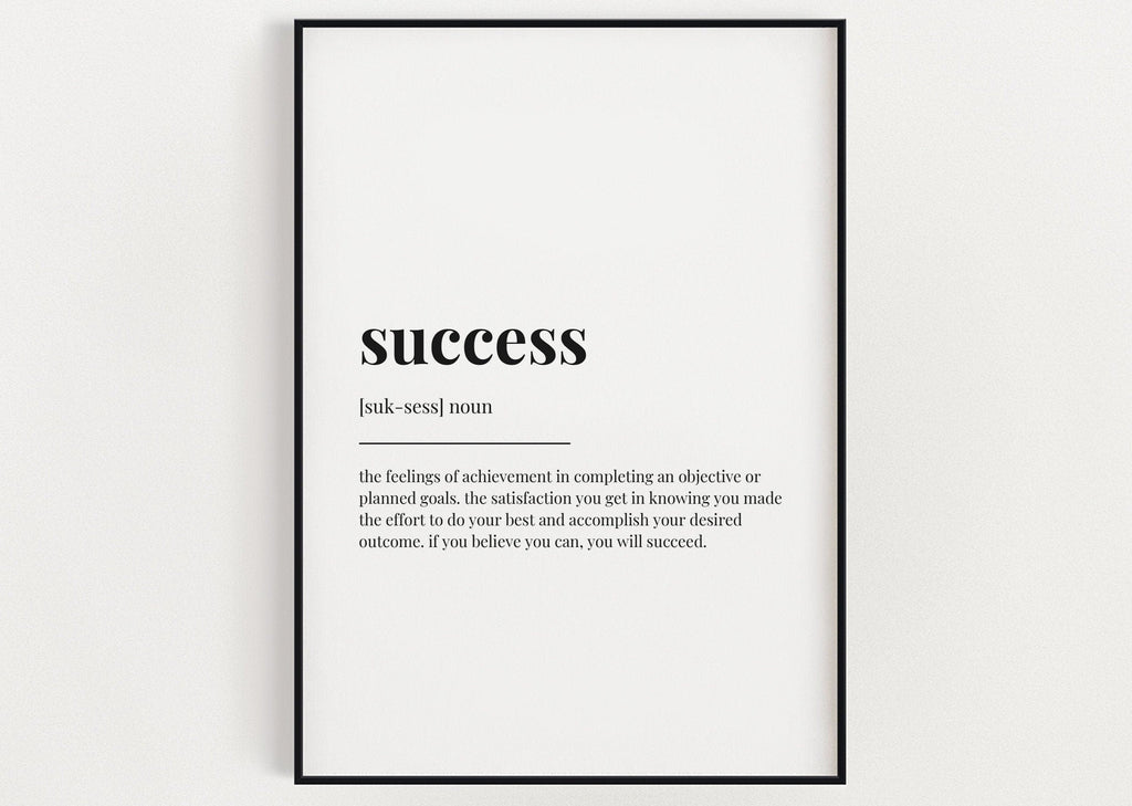 SUCCESS DEFINITION PRINT | Wall Art Print | Success Print | Definition Print | Quote Print - Happy You Prints