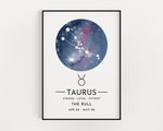 ZODIAC SIGN PRINT, Constellation Art Print, Taurus Print, Horoscope Print, Star Sign Print, Home Decor - Happy You Prints