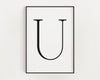 Letter U Print, Letter U Wall Art, Letter U Decor, Letter U Monogram, Letter U Nursery Decor, Letter U Initial - Happy You Prints