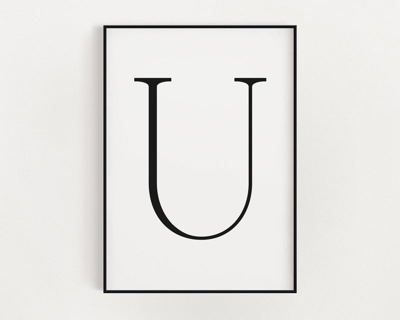 Letter U Print, Letter U Wall Art, Letter U Decor, Letter U Monogram, Letter U Nursery Decor, Letter U Initial - Happy You Prints