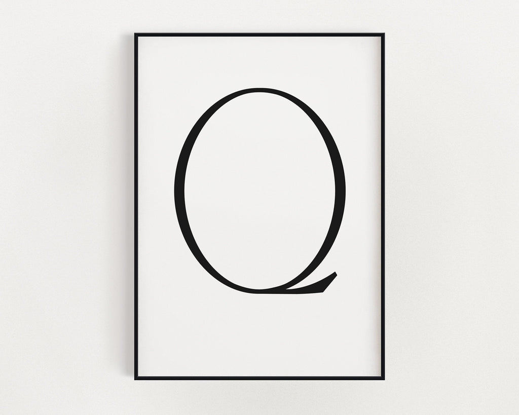 Letter Q Print, Letter Q Wall Art, Letter Q Decor, Letter Q Monogram, Letter Q Nursery Decor, Letter Q Initial - Happy You Prints