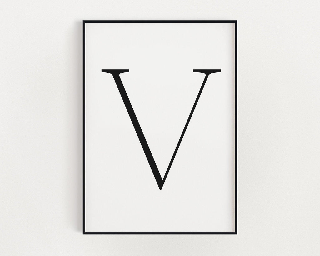 Letter V Print, Letter V Wall Art, Letter V Decor, Letter V Monogram, Letter V Nursery Decor, Letter V Initial - Happy You Prints