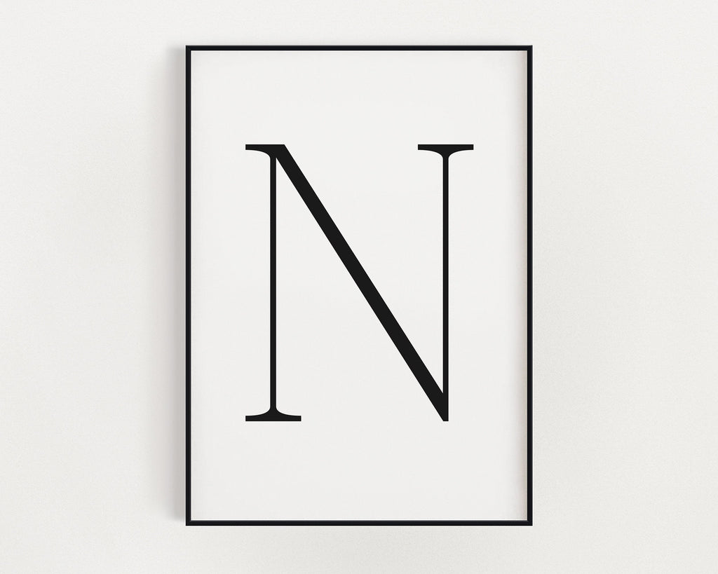 Letter N Print, Letter N Wall Art, Letter N Decor, Letter N Monogram, Letter N Nursery Decor, Letter N Initial - Happy You Prints