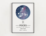 ZODIAC SIGN PRINT, Constellation Art Print, Pisces Print, Horoscope Print, Star Sign Print, Home Decor - Happy You Prints