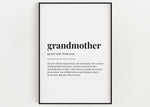 GRANDMOTHER DEFINITION PRINT | Wall Art Print | Definition Print | Quote Print - Happy You Prints