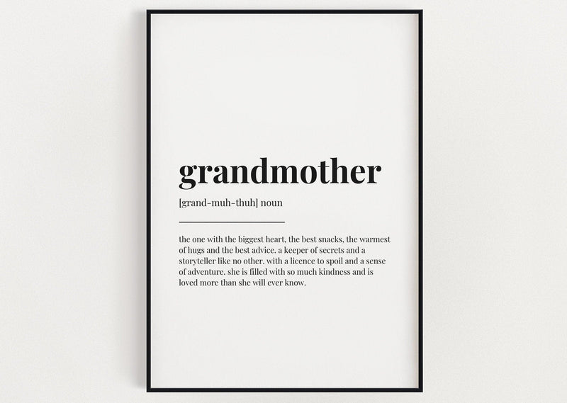 GRANDMOTHER DEFINITION PRINT | Wall Art Print | Definition Print | Quote Print - Happy You Prints