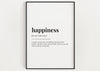 HAPPINESS DEFINITION PRINT | Wall Art Print | Definition Print | Quote Print - Happy You Prints