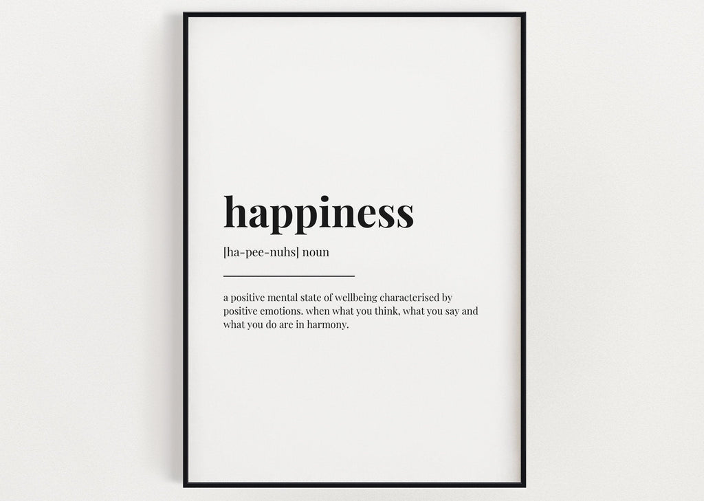 HAPPINESS DEFINITION PRINT | Wall Art Print | Definition Print | Quote Print - Happy You Prints