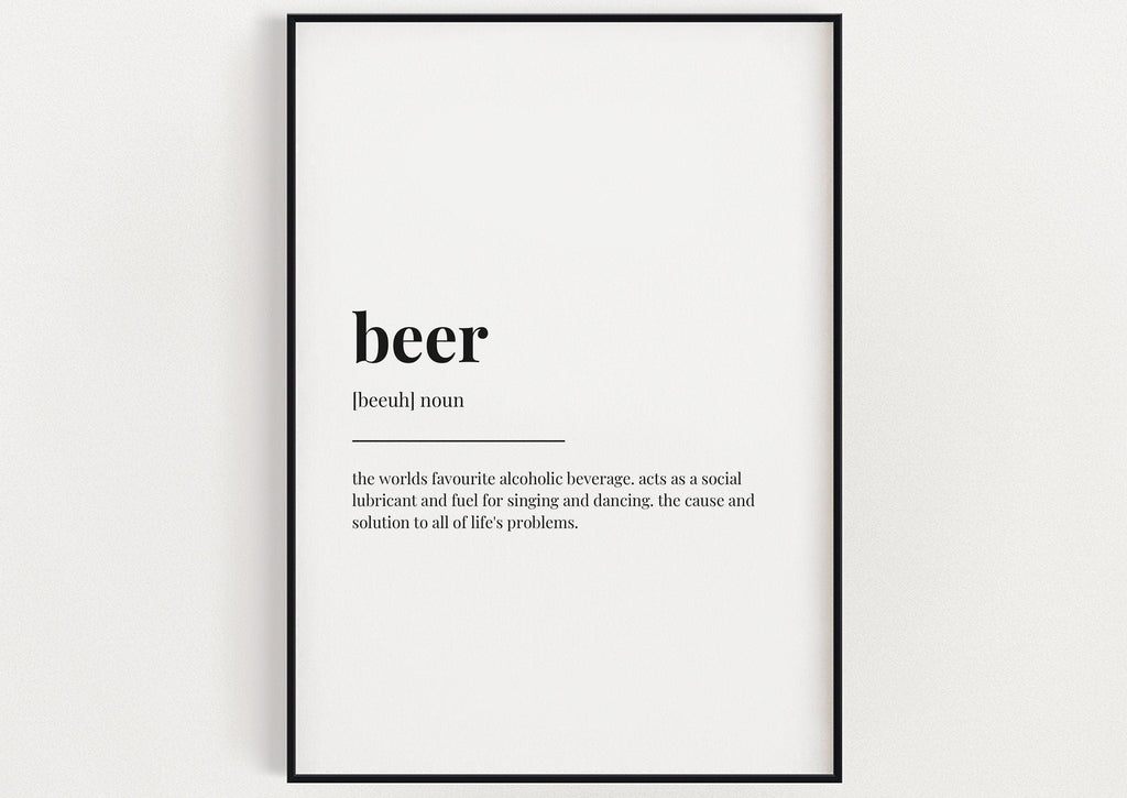 BEER DEFINITION PRINT | Wall Art Print | Definition Print | Quote Print - Happy You Prints
