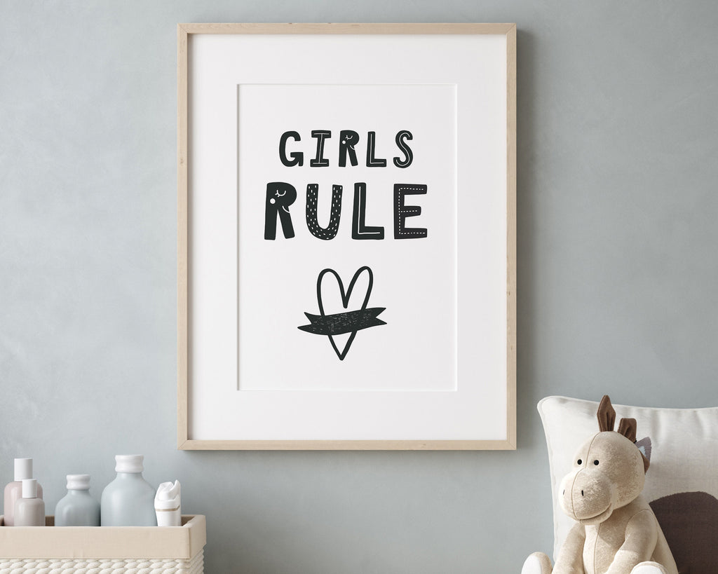 NURSERY WALL ART, Girls Rule Print, Nursery Prints, Nursery Poster, Home DÃ©cor - Happy You Prints