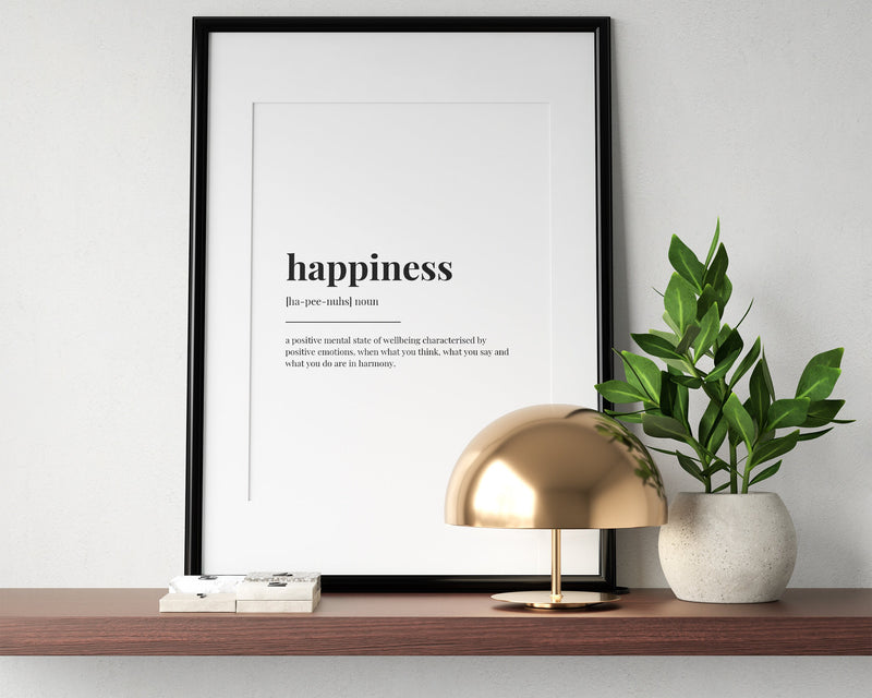 HAPPINESS DEFINITION PRINT | Wall Art Print | Definition Print | Quote Print - Happy You Prints