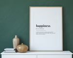 HAPPINESS DEFINITION PRINT | Wall Art Print | Definition Print | Quote Print - Happy You Prints