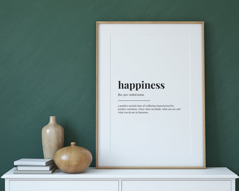 HAPPINESS DEFINITION PRINT | Wall Art Print | Definition Print | Quote Print - Happy You Prints