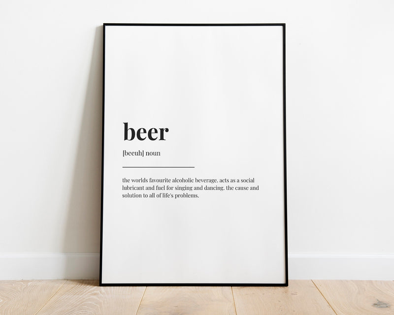 BEER DEFINITION PRINT | Wall Art Print | Definition Print | Quote Print - Happy You Prints