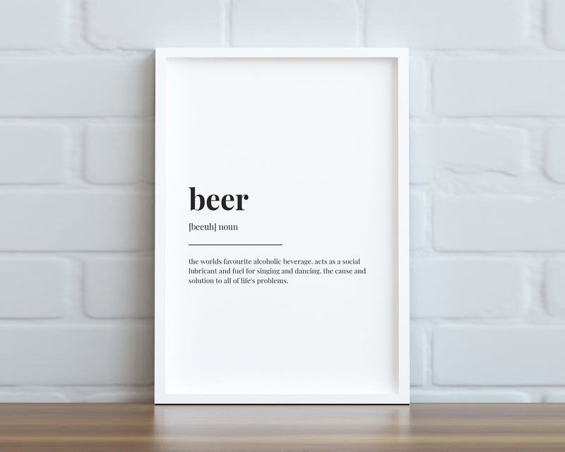 BEER DEFINITION PRINT | Wall Art Print | Definition Print | Quote Print - Happy You Prints