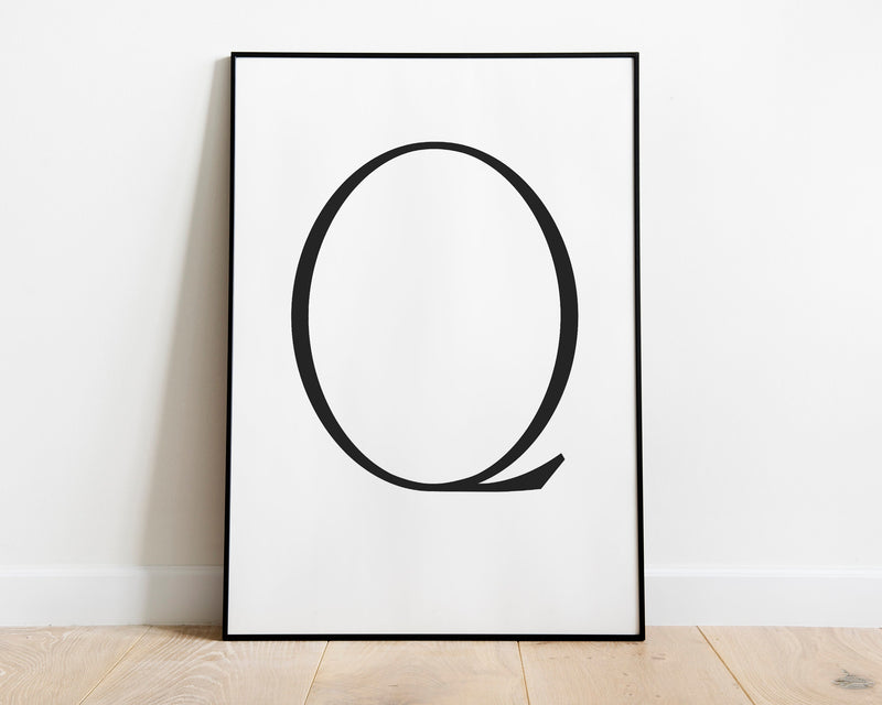 Letter Q Print, Letter Q Wall Art, Letter Q Decor, Letter Q Monogram, Letter Q Nursery Decor, Letter Q Initial - Happy You Prints