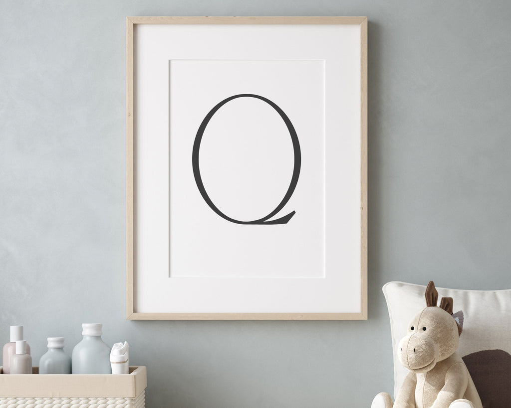 Letter Q Print, Letter Q Wall Art, Letter Q Decor, Letter Q Monogram, Letter Q Nursery Decor, Letter Q Initial - Happy You Prints