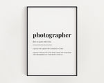 PHOTOGRAPHER DEFINITION PRINT | Wall Art Print | Photographer Print | Definition Print | Quote Print | Gift for Photographer - Happy You Prints