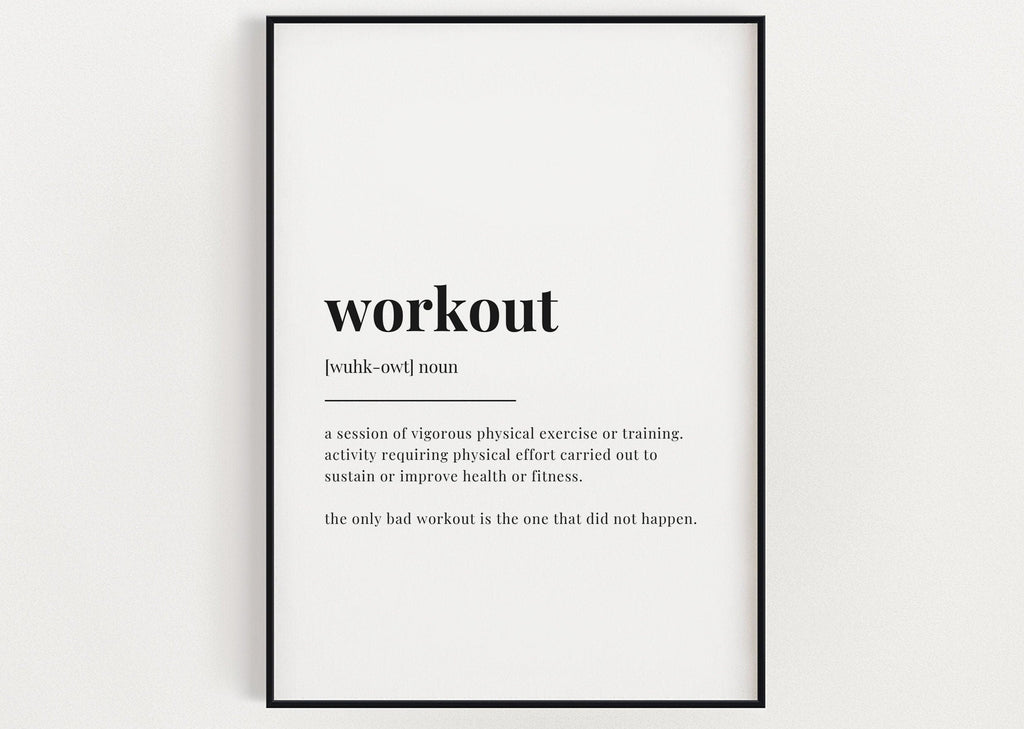 WORKOUT DEFINITION PRINT | Wall Art Print | workout  Print | Definition Print | Quote Print - Happy You Prints