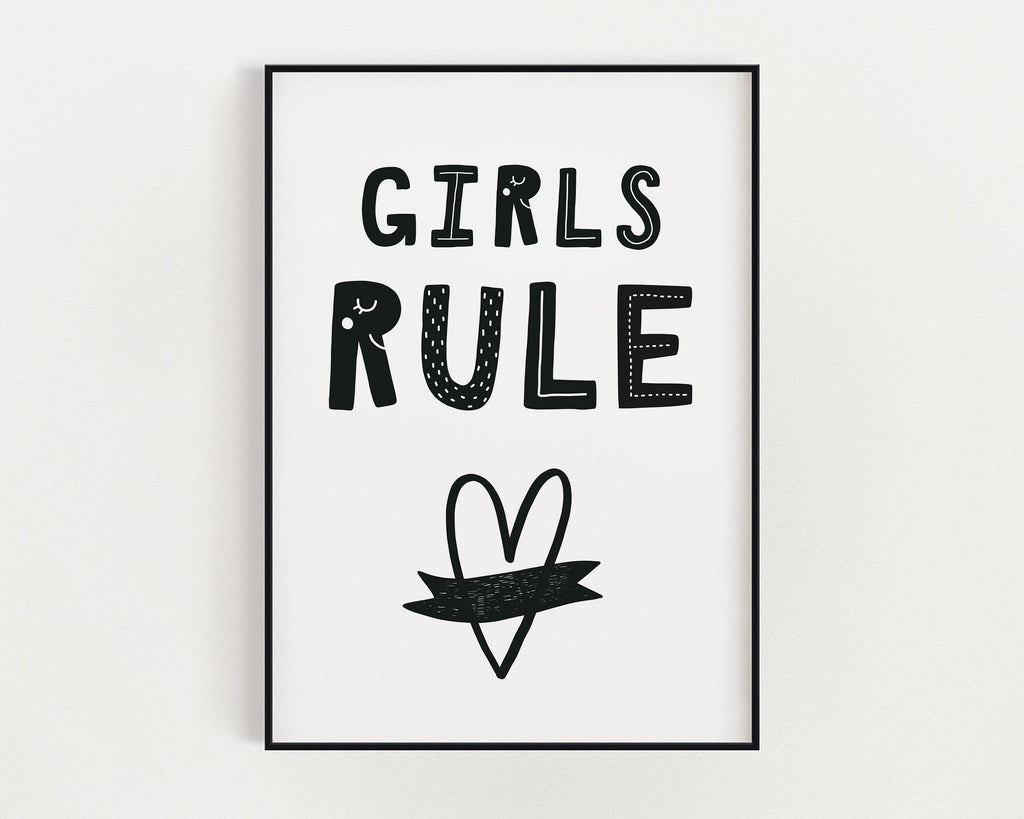 NURSERY WALL ART, Girls Rule Print, Nursery Prints, Nursery Poster, Home DÃ©cor - Happy You Prints