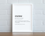 EXCUSE DEFINITION PRINT - Happy You Prints