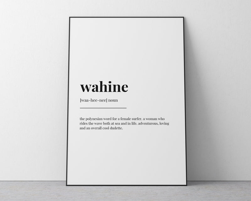 WAHINE DEFINITION PRINT | Wall Art Print | Gift For Her | Definition Print | Quote Print | Gift for Surfer - Happy You Prints