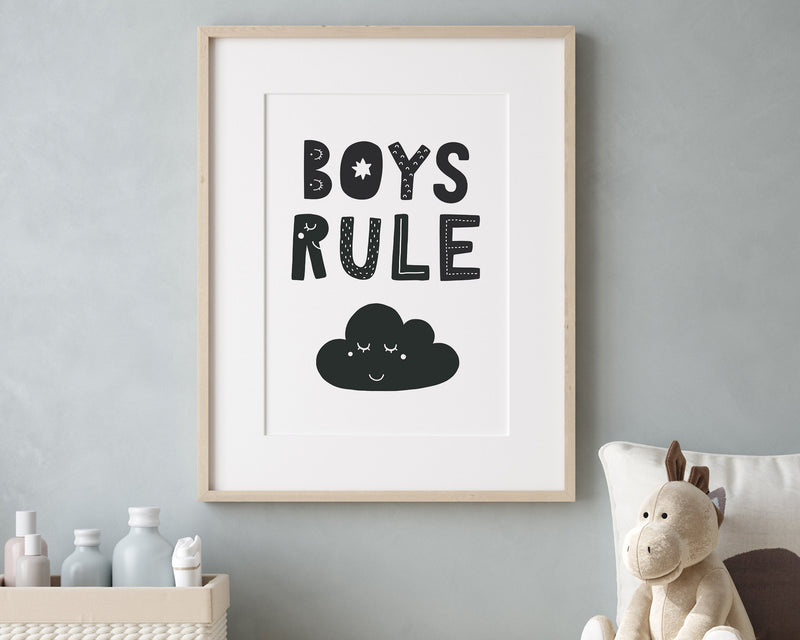 NURSERY WALL ART, Boys Rule Print, Nursery Prints, Nursery Poster, Home Decor - Happy You Prints