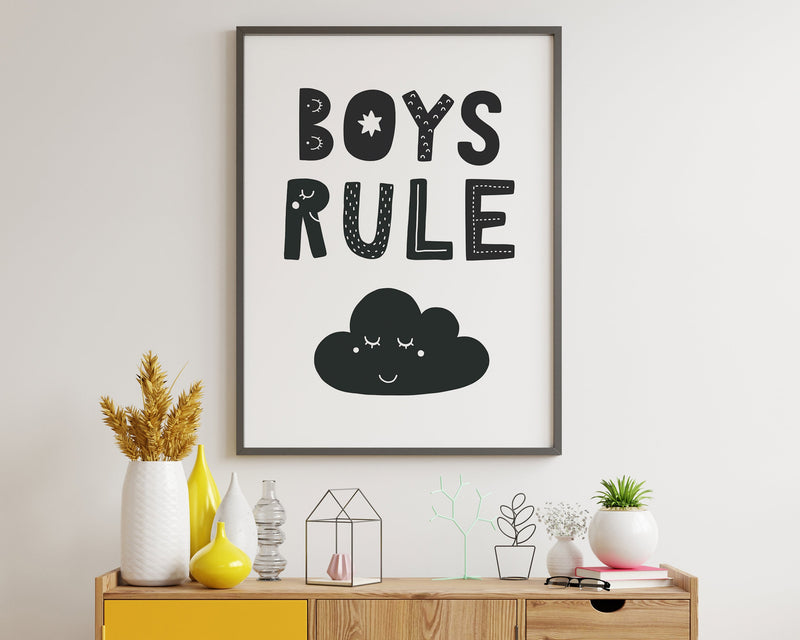 NURSERY WALL ART, Boys Rule Print, Nursery Prints, Nursery Poster, Home Decor - Happy You Prints