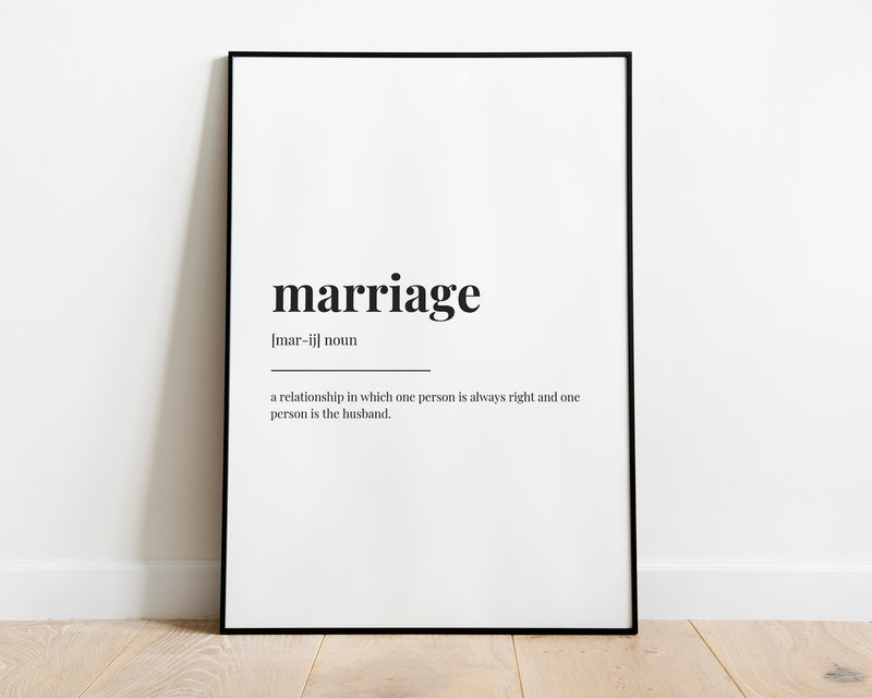 MARRIAGE DEFINITION PRINT - Happy You Prints