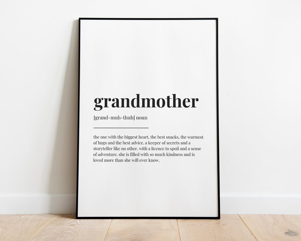 GRANDMOTHER DEFINITION PRINT | Wall Art Print | Definition Print | Quote Print - Happy You Prints