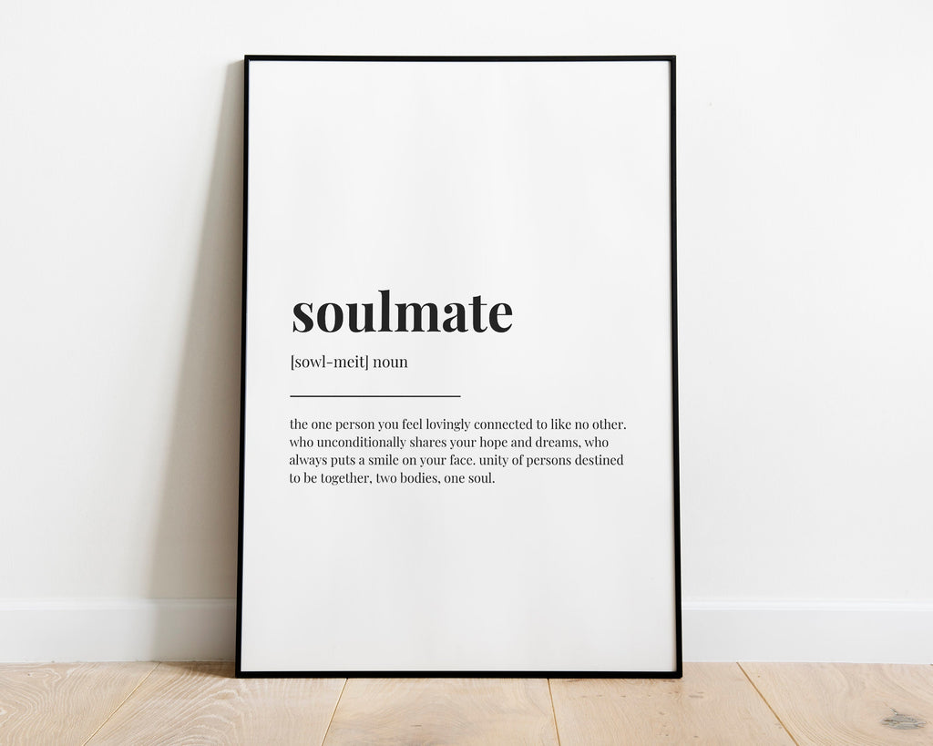 SOULMATE DEFINITION PRINT | Wall Art Print | Definition Print | Quote Print - Happy You Prints