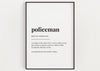 POLICEMAN DEFINITION PRINT | Wall Art Print |  Policeman Print | Definition Print | Quote Print | Gift for Policeman - Happy You Prints